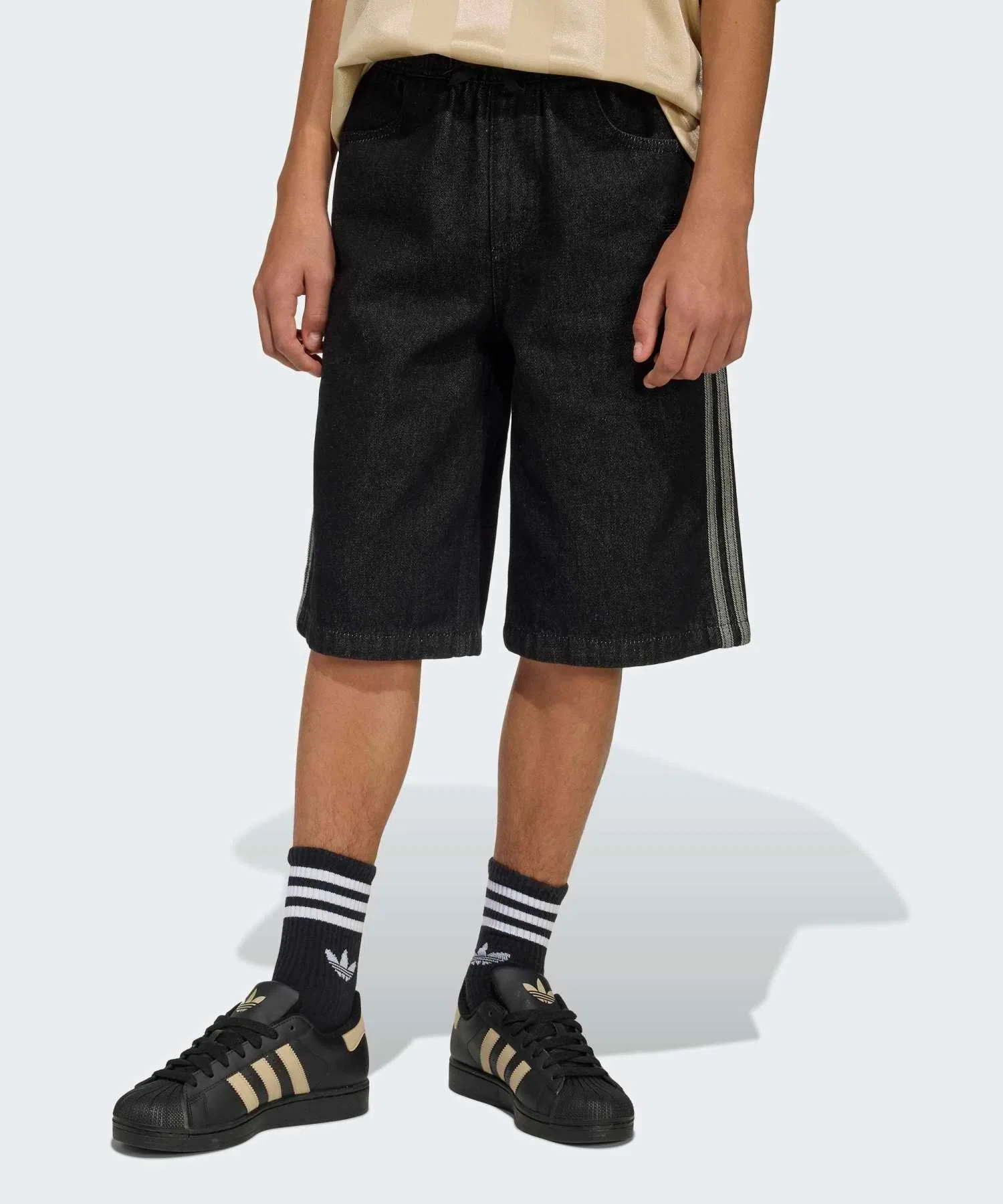 Детские джинсовые шорты adidas Originals чёрные — фото 3