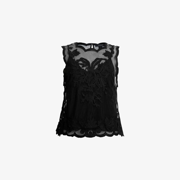 

Рубашка Rye без рукавов с вышивкой, regular-fit, из ткани Allsaints, черный
