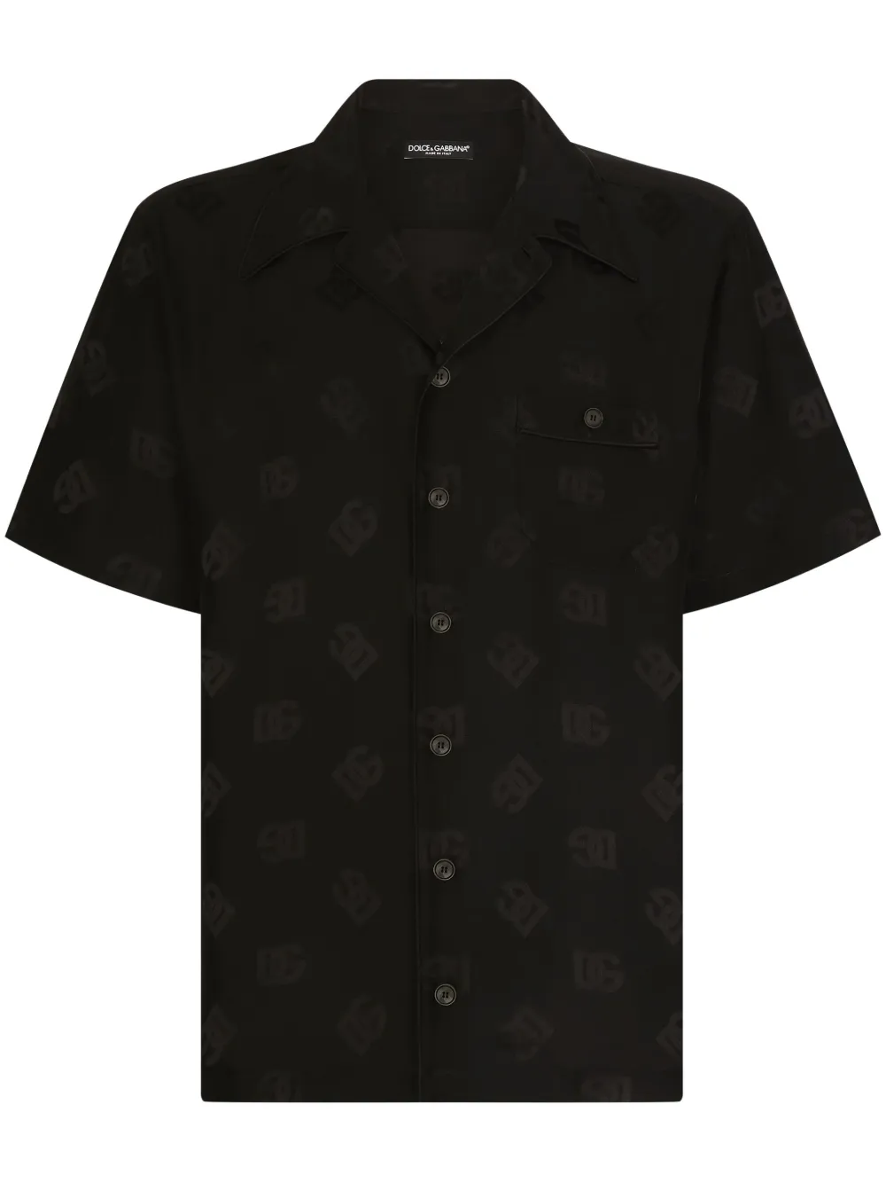

Шелковая рубашка с монограммой DG DOLCE & GABBANA, черный