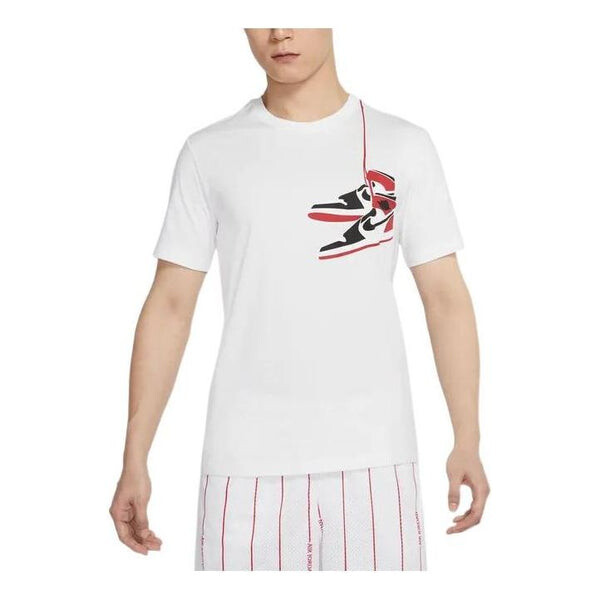 

Футболка Men's Air Jordan Logo Printing Pattern Pullover Round Neck Short Sleeve White T-Shirt, белый