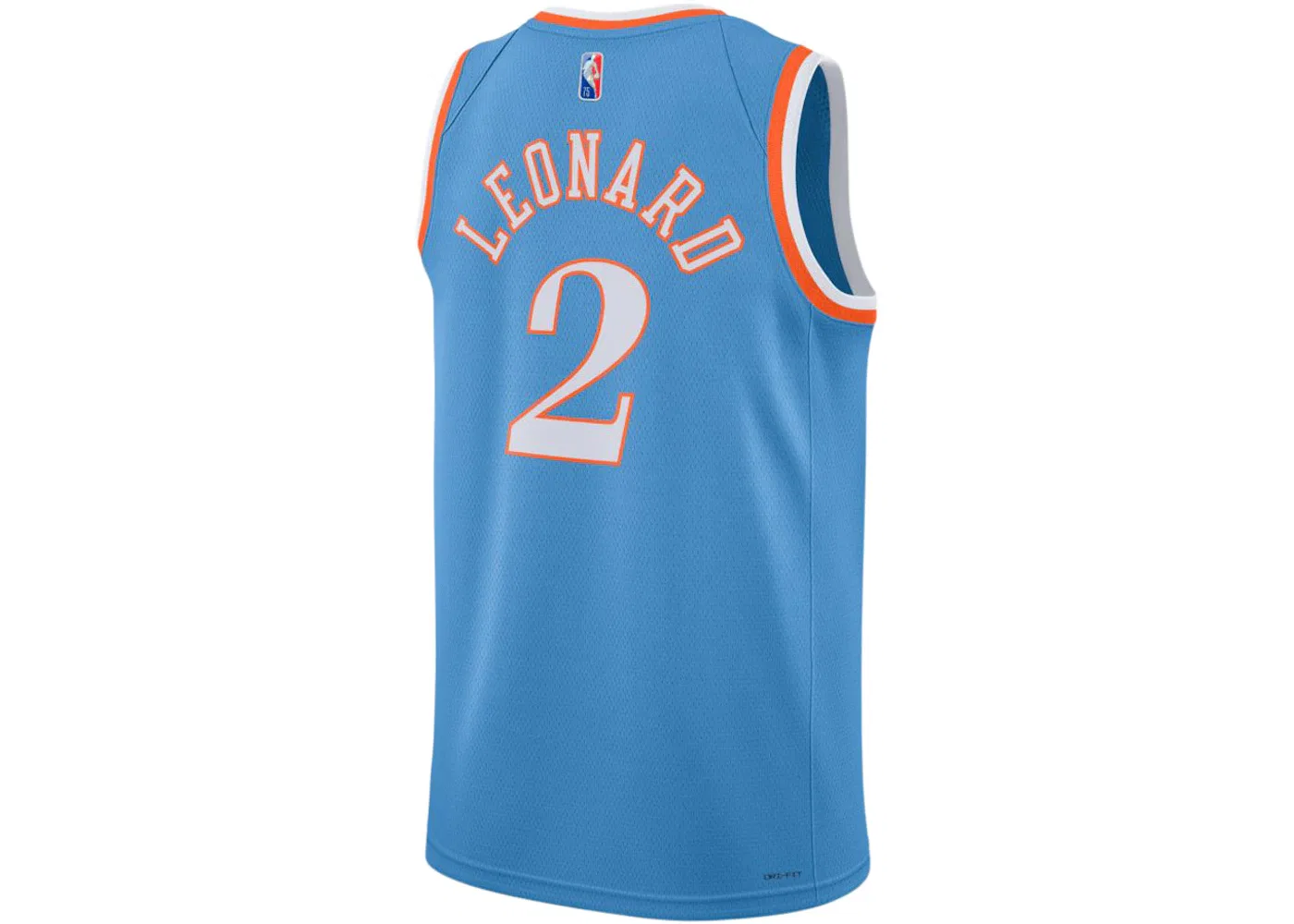 Мужская баскетбольная джерси Nike NBA Los Angeles Clippers Kawhi Leonard City Edition Mixtape Swingman, Light Blue/Orange — фото 2