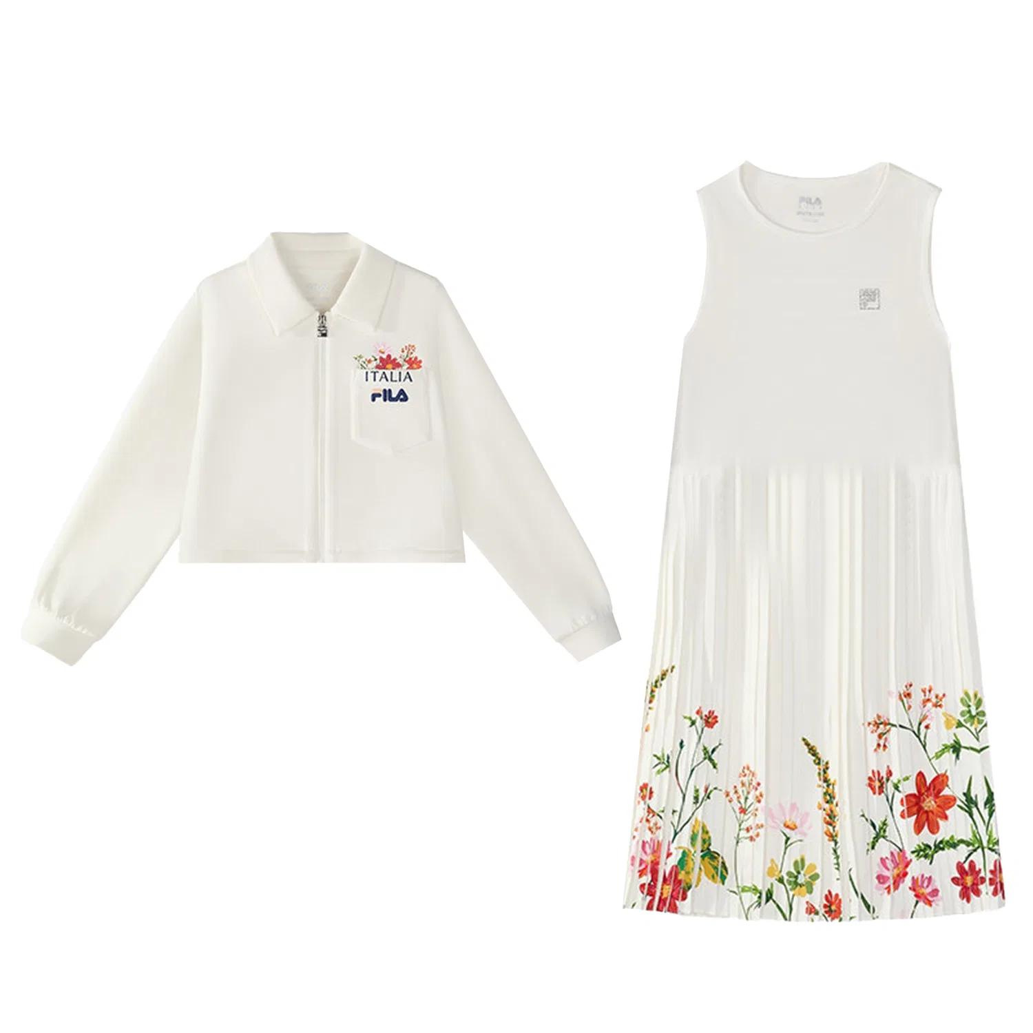 Детский комплект из футболки и юбки с длинным рукавом Cloud White-WT FILA KIDS