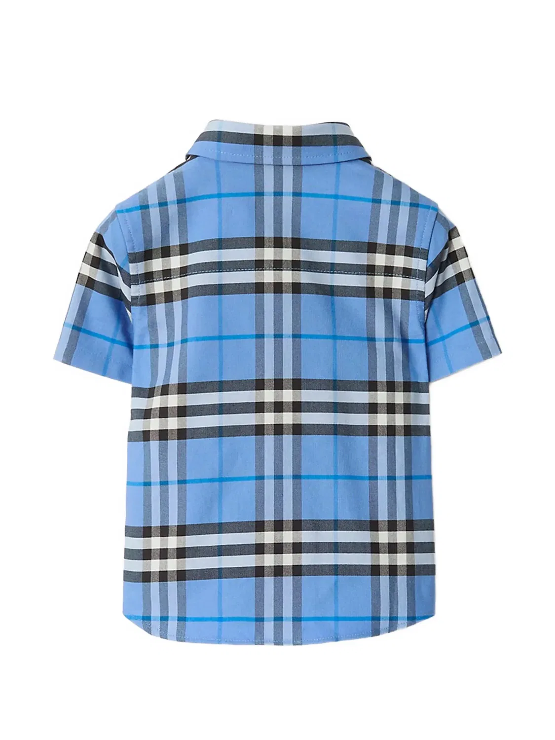 Клетчатая рубашка с короткими рукавами Burberry Kids, синий — фото 2