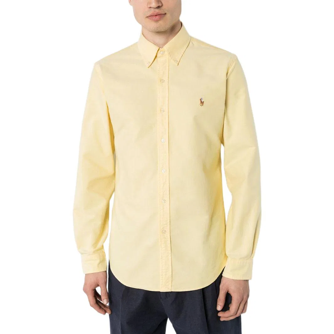 Мужская рубашка с вышитым логотипом Polo Ralph Lauren, Yellow — фото 4