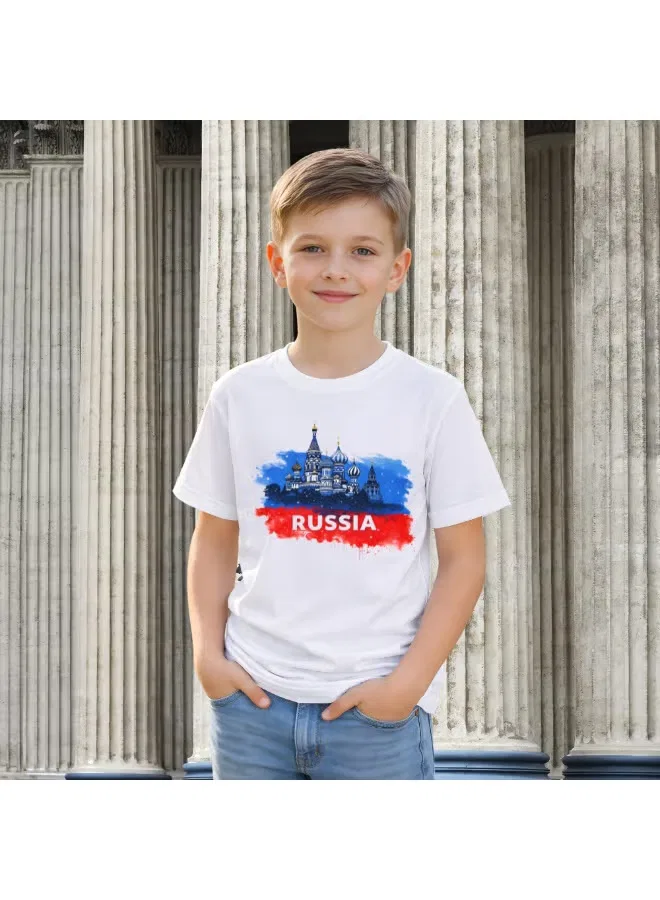 Футболка с принтом Россия для мальчиков Printshop4Me, белый — фото 3