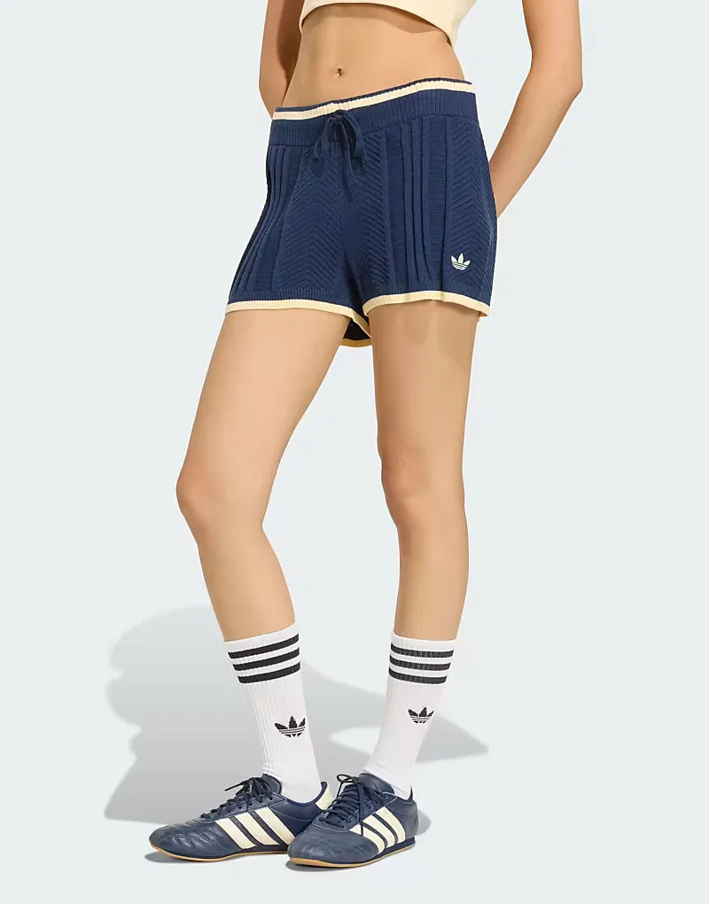 Шорты Adidas Originals крупной вязки ночной индиго — фото 4