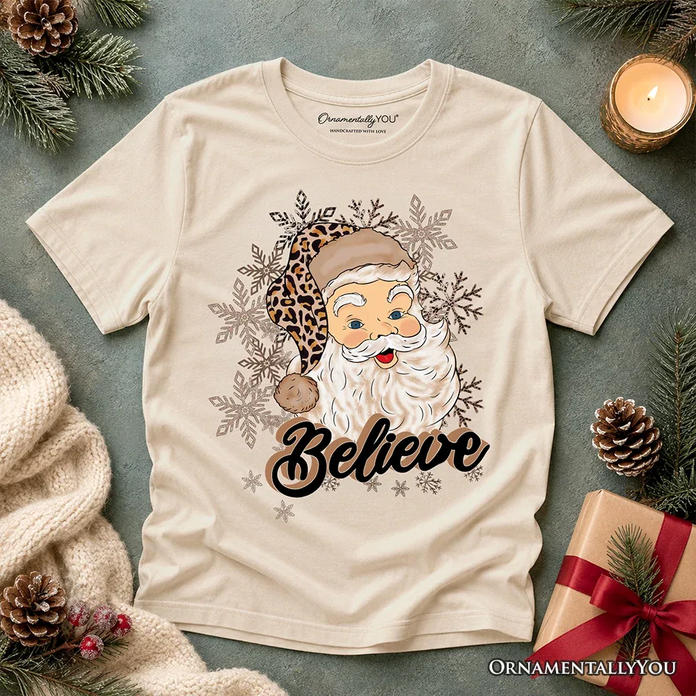 Детская футболка с принтом Believe Santa Cheetah Leopard OrnamentallyYou, Sand