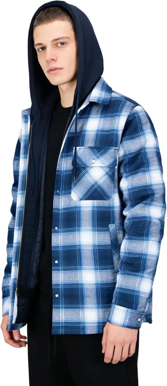 Мужская фланелевая куртка на молнии, с капюшоном, шерпа, модель Hoodies, оранжевый — фото 3