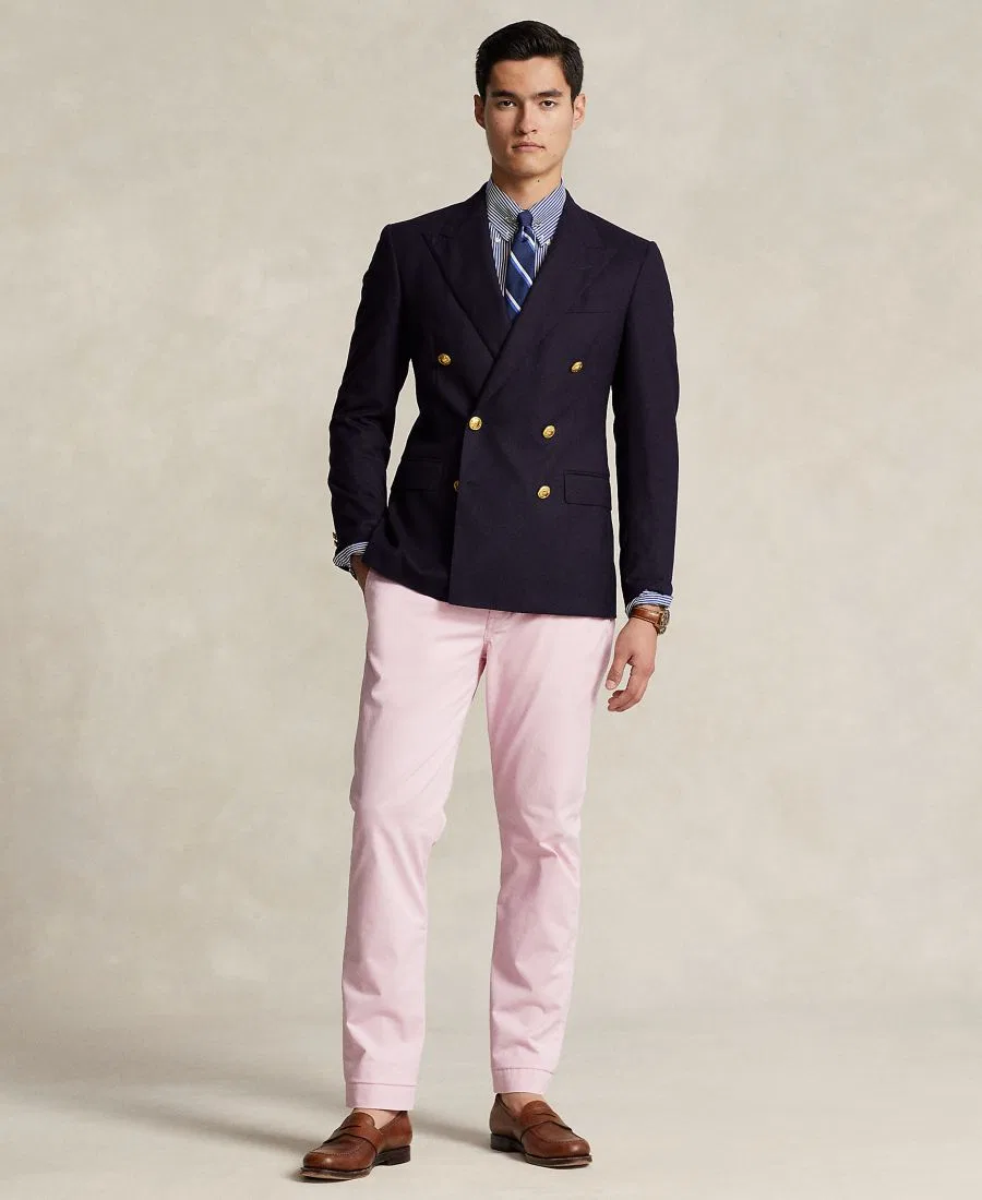 Мужские прямые чиносы из стрейч-хлопка с состаренным эффектом Polo Ralph Lauren, Carmel Pink — фото 2