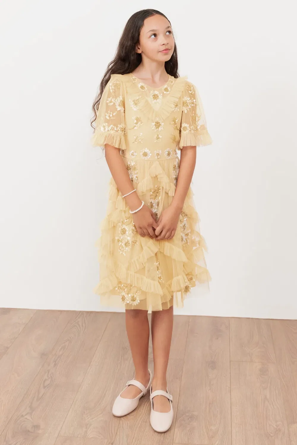 Платье для девочек с украшением Flower Girl Maya Deluxe, Yellow