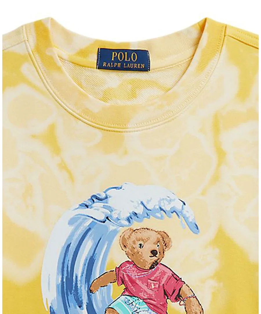 Детский свитшот для мальчиков с принтом Big Fit Bear Terry Polo Ralph Lauren, Signal Yellow — фото 3