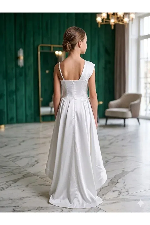 Детское вечернее платье для девочек с аппликацией Erkut, White — фото 3