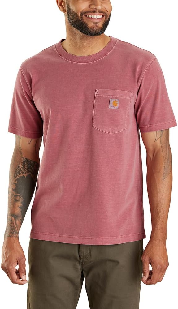 

Carhartt мужская футболка с карманом, расслабленный крой, легкая, окрашенная в процессе пошива, Apple Butter