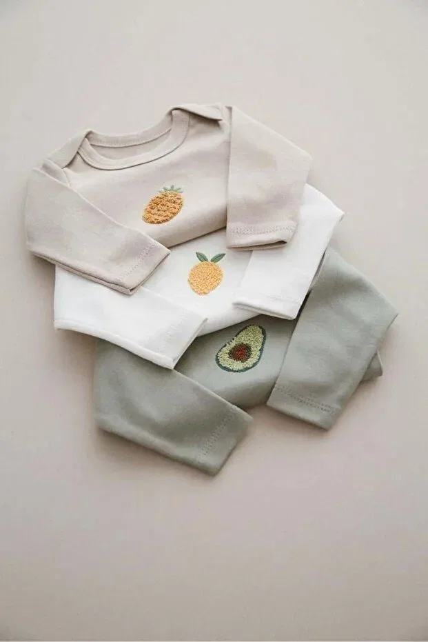Детское боди с длинным рукавом комплект 3 шт Ohlalakoala, Mink-Green-Cream — фото 3