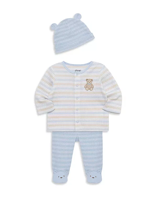 Детский комплект для мальчиков с мишкой Bears Hat & Cardigan Set Little Me, синий
