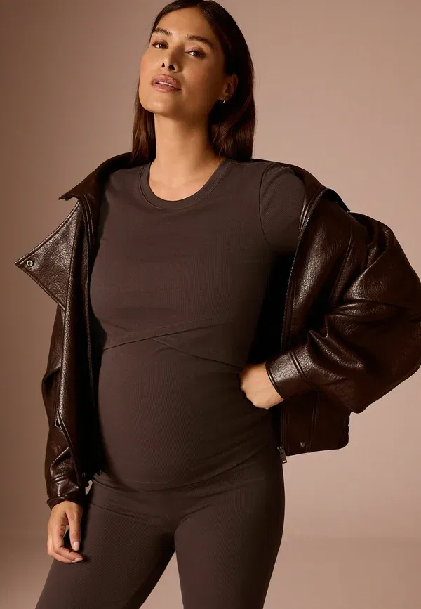 Футболка для кормления хлопковая Maternity nursing fitted short sleeve t-shirt Next, chocolate brown, коричневый/шоколадный