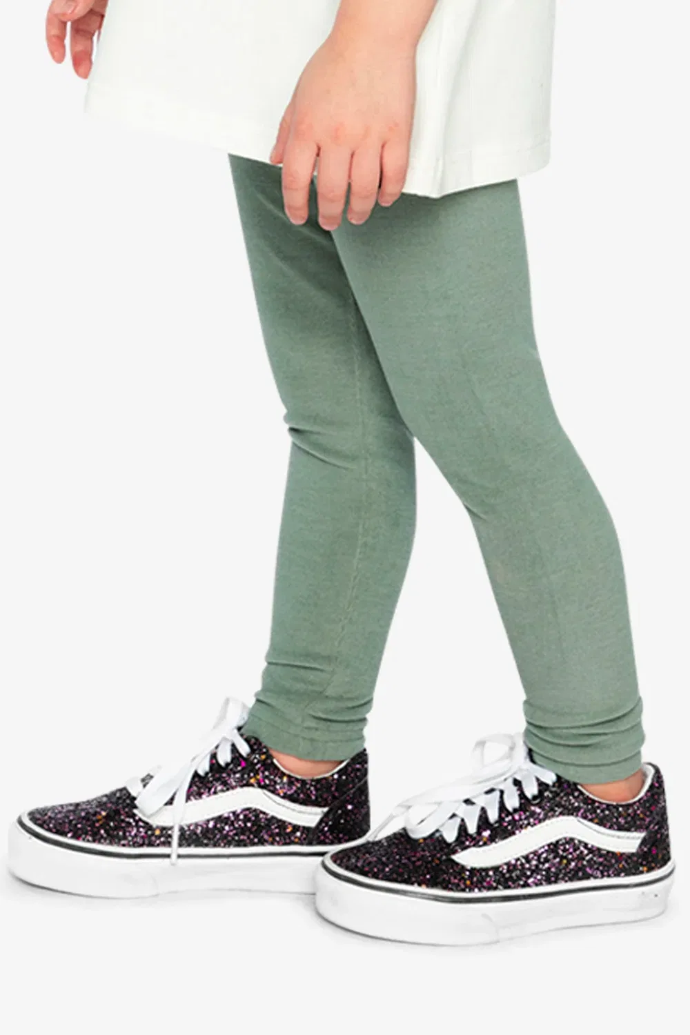Детские леггинсы из рубчика с эластичным поясом Deux par Deux, Green Printed Green — фото 3
