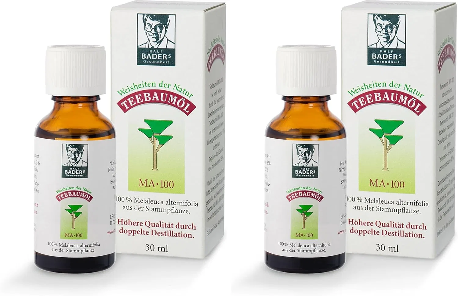 Масло для ванны Teebaumöl, Ralf BADERs Gesundheit, 2 шт, 30 мл, Bezbarvé