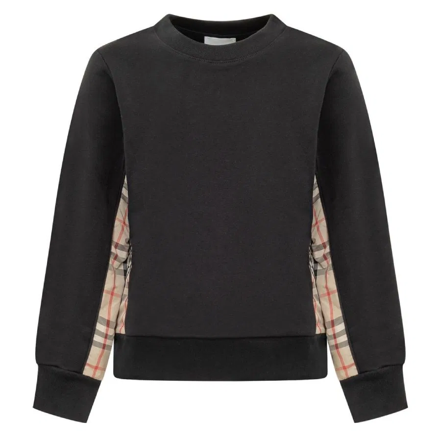 Детский свитшот с панно в клетку Vintage Kids Vintage-Check Panel Sweatshirt Burberry, Black