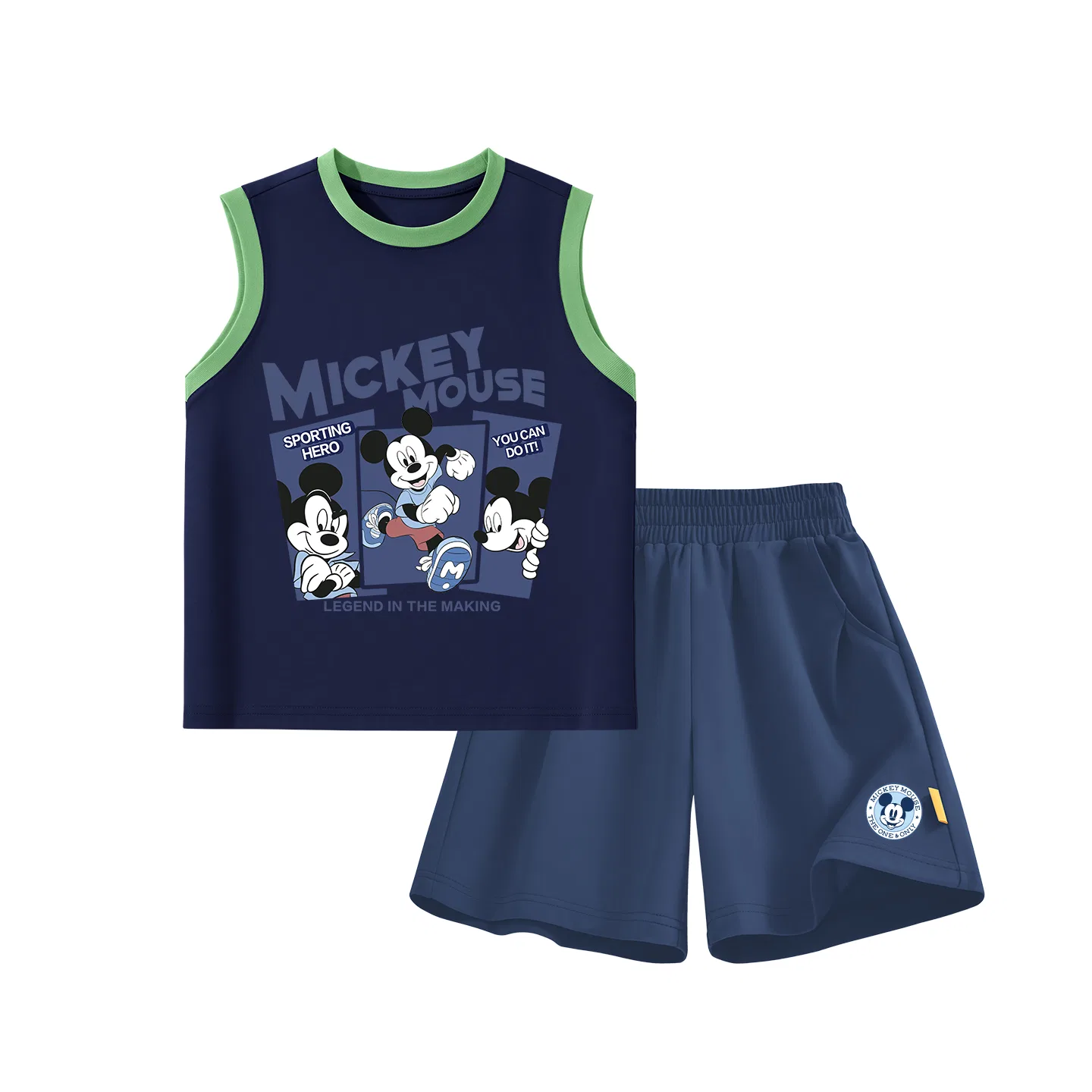 Детский спортивный костюм с круглым вырезом, Микки Маус, Disney, Indigo Green Blue