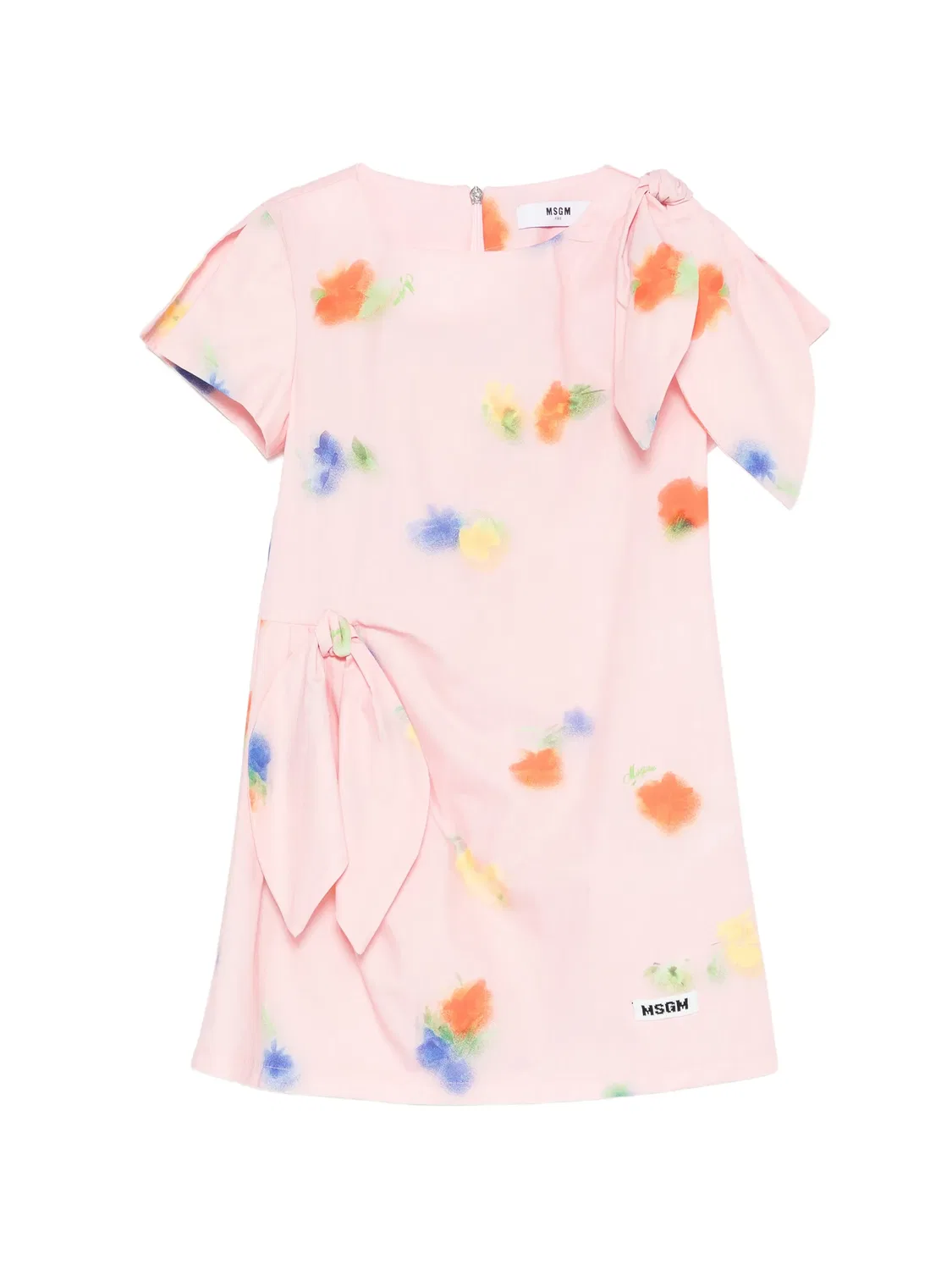 Платье с цветочным принтом и бантом MSGM, розовый
