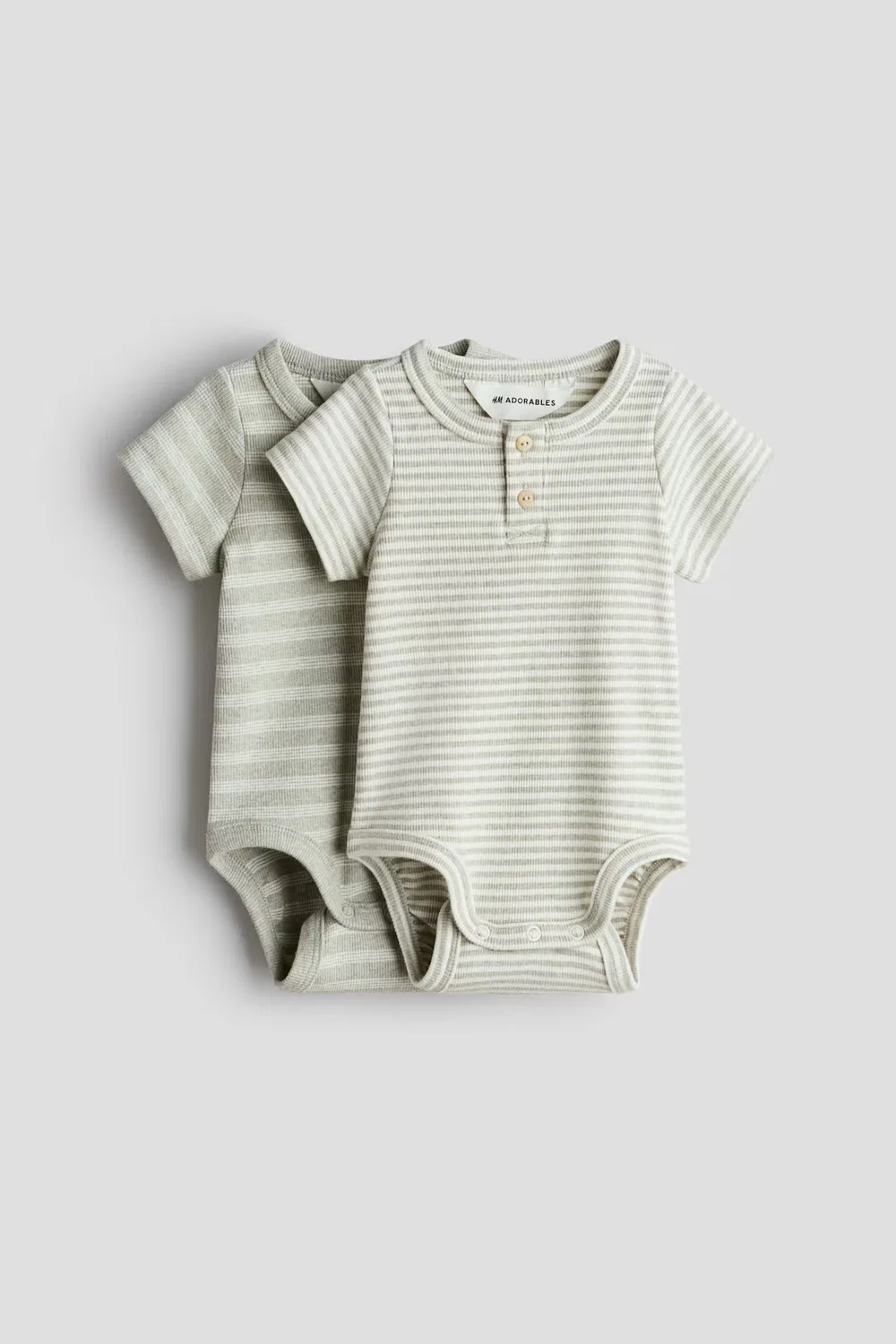 Комплект из 2 боди-поло «Хенли» H&M, Helles Mattgrün/Gestreift