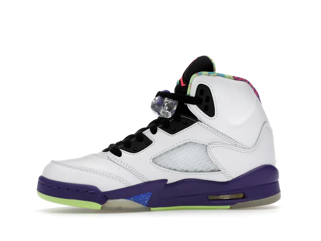 Детские кроссовки Lifestyle с контрастными деталями Jordan 5 Retro Jordan, White/Court Purple-Racer Pink-Ghost Green — фото 3