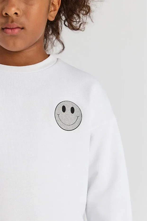 Детские свитшот для девочек хлопковый Tyess Basic, White — фото 3