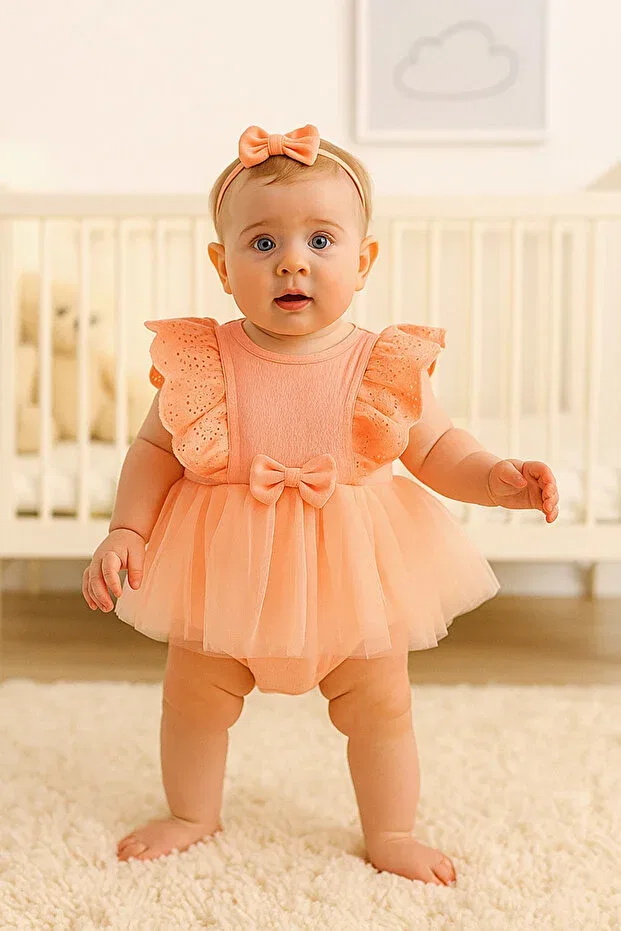 Детское платье для девочек с вышивкой Luvvera baby girl kids tutu detail ruffle bow body Necix'S, Pink