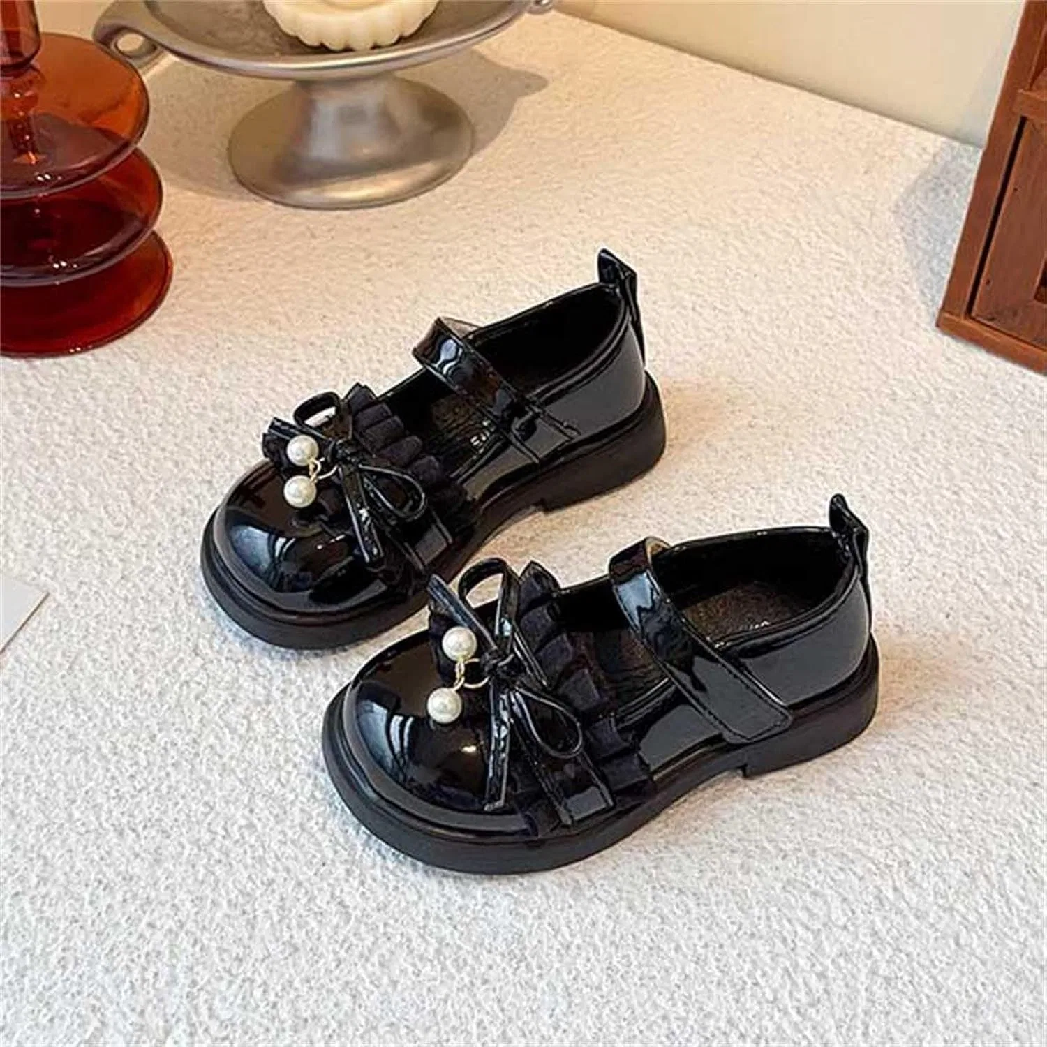 Детские туфли Мэри Джейн для девочек с бантом, модель Mary Jane Flats, Zzalalana, Black — фото 2