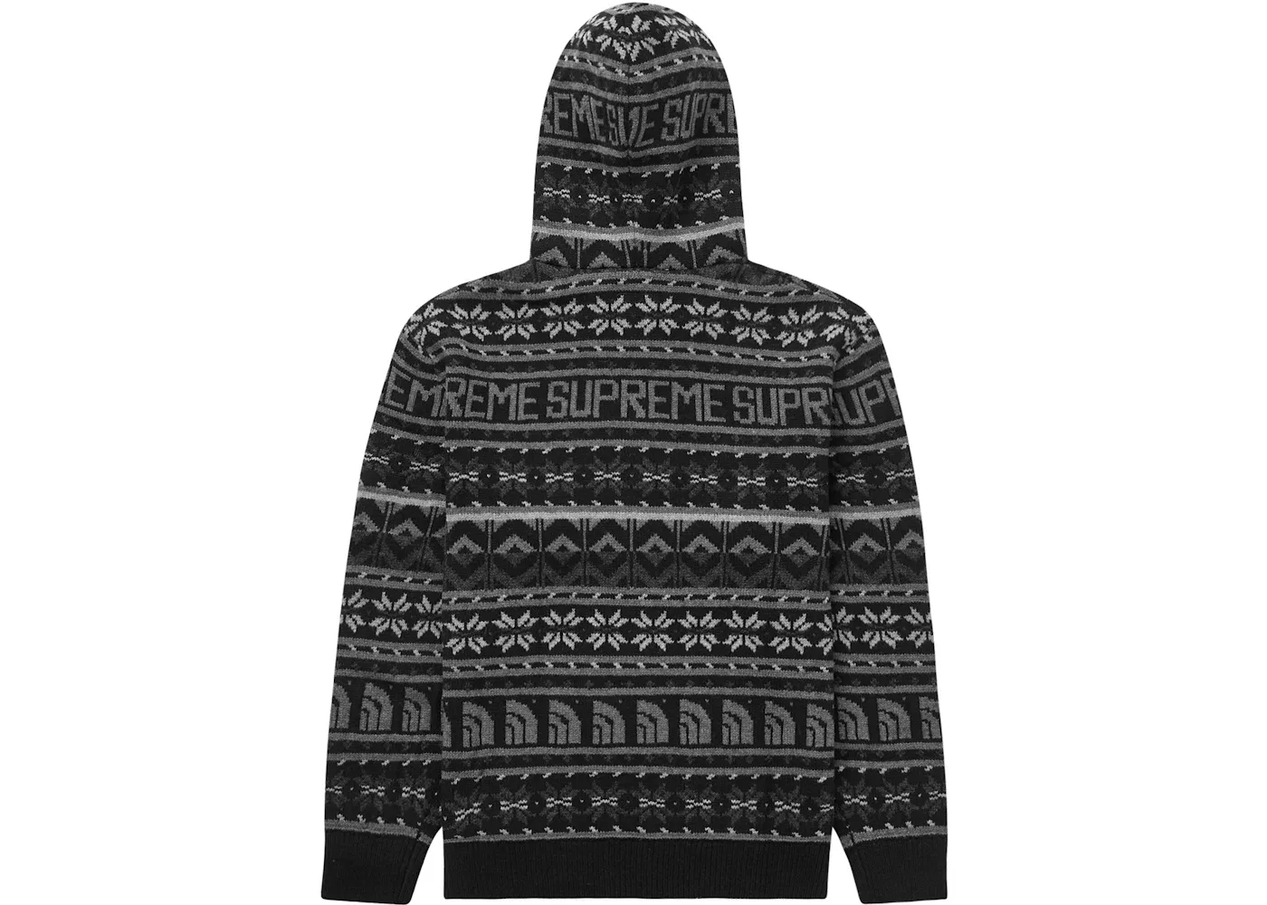 Мужской свитер на молнии с капюшоном Supreme The North Face, Black — фото 2