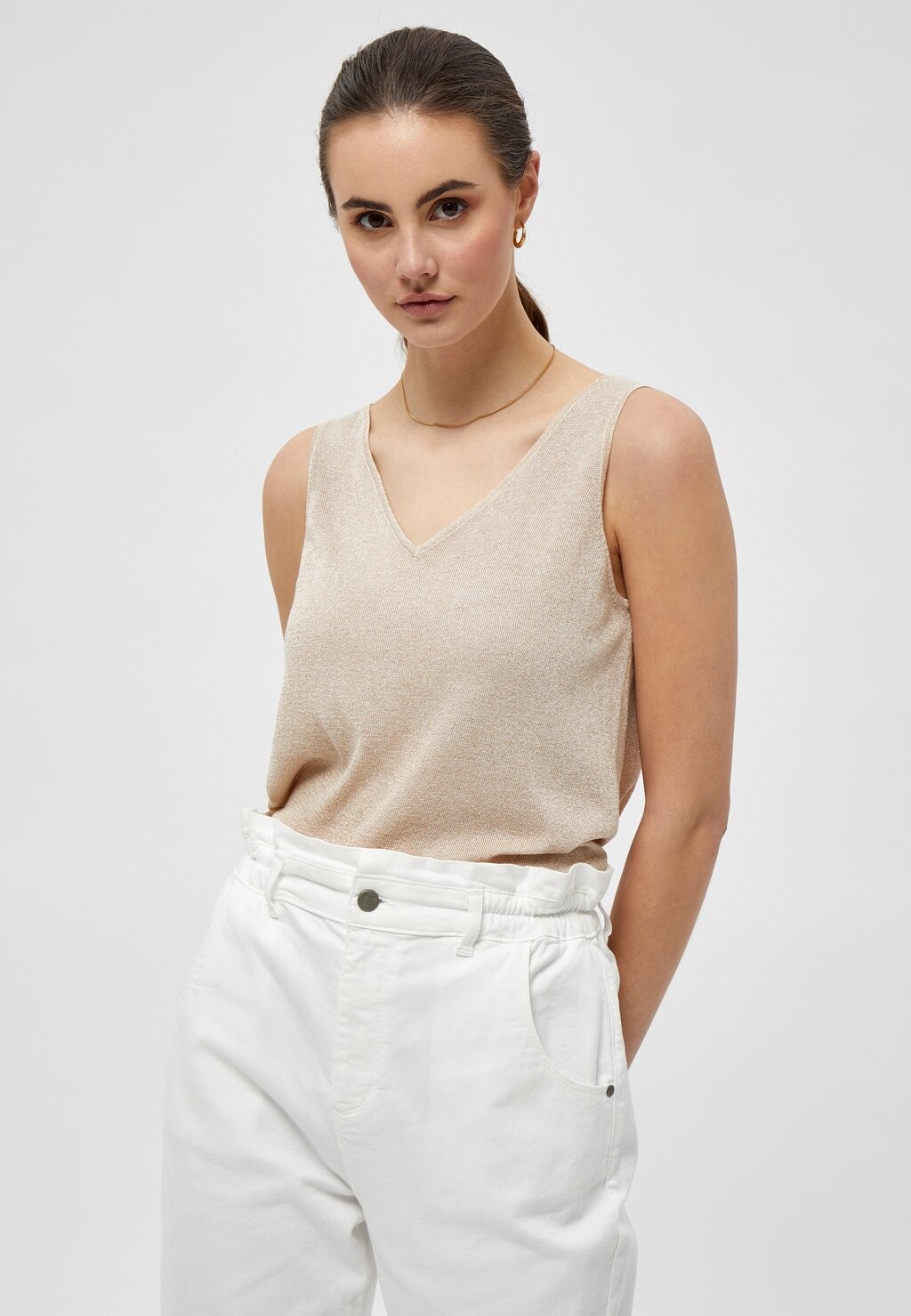 

Топ MICARLI KNIT TOP Minus, цвет medal gold melange/lurex