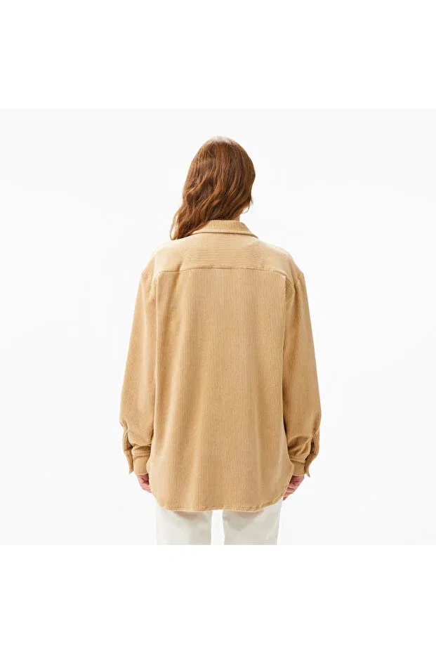 Женская свободная рубашка с длинным рукавом Lacoste, Beige — фото 2