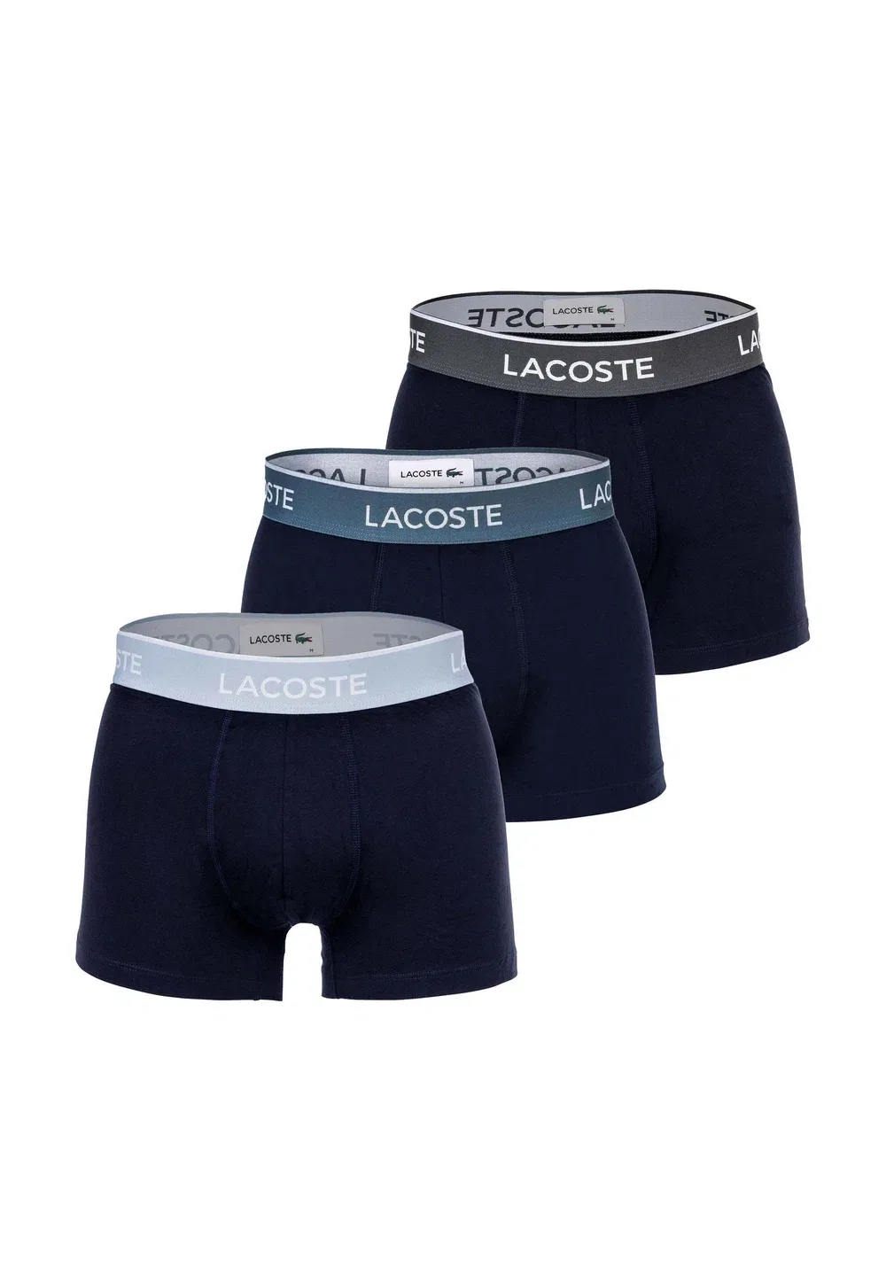 Комплект трусов-плавок Lacoste, 3 шт., хлопок с эластаном, синий/зеленый