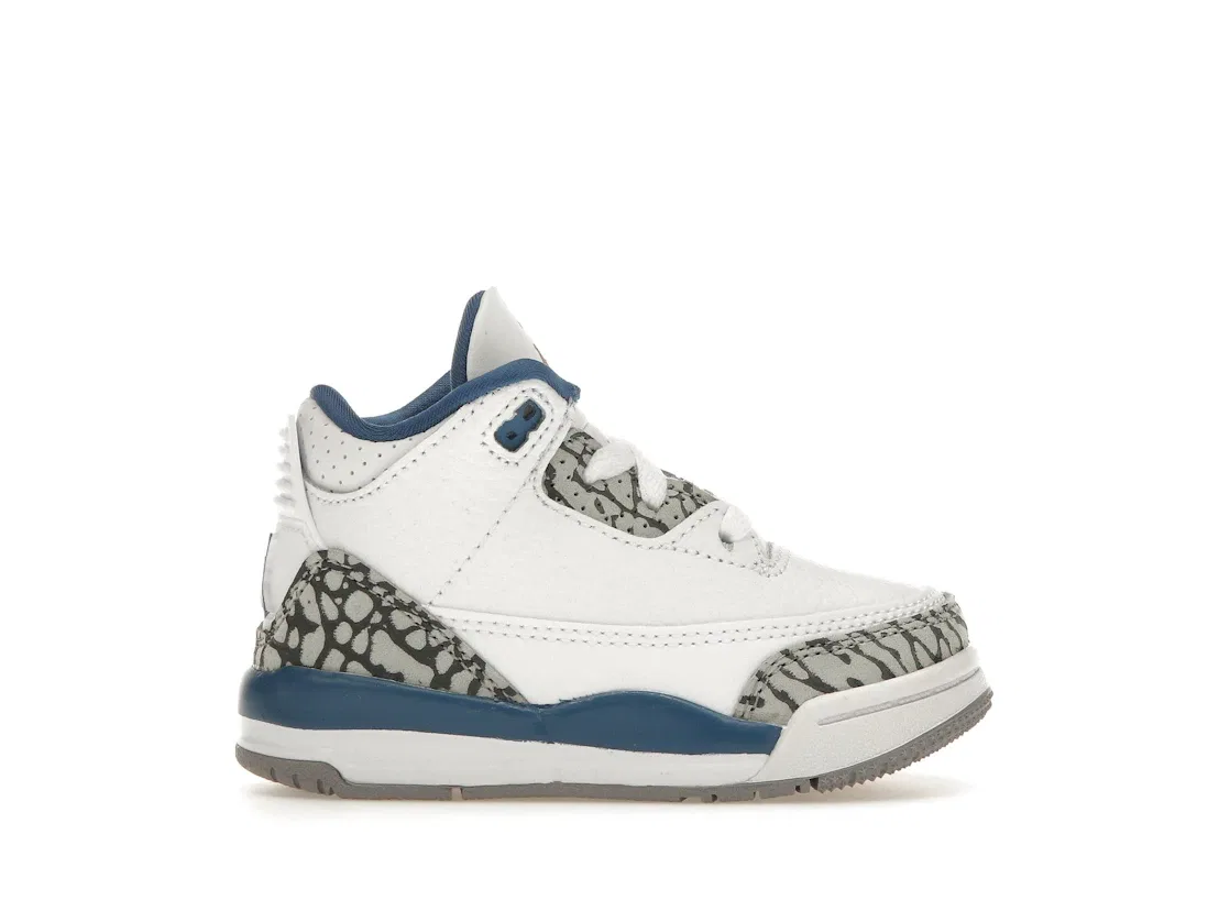 Детские кроссовки с принтом Jordan 3 Retro Wizards Jordan, White/Metallic Copper/True Blue/Cement Grey