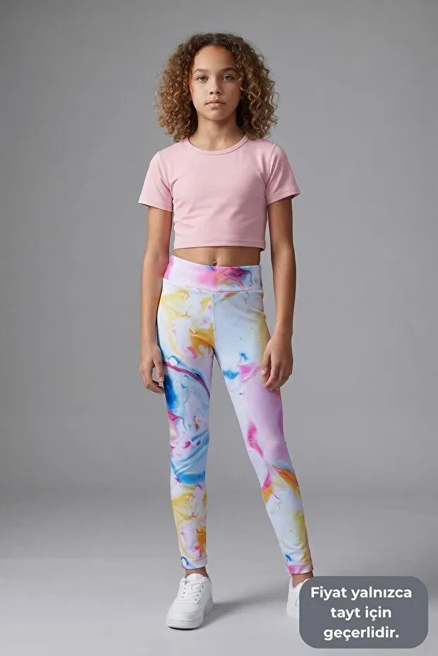 Детские леггинсы для девочек с принтом Wildy Patterned Colorinas, Pink — фото 2