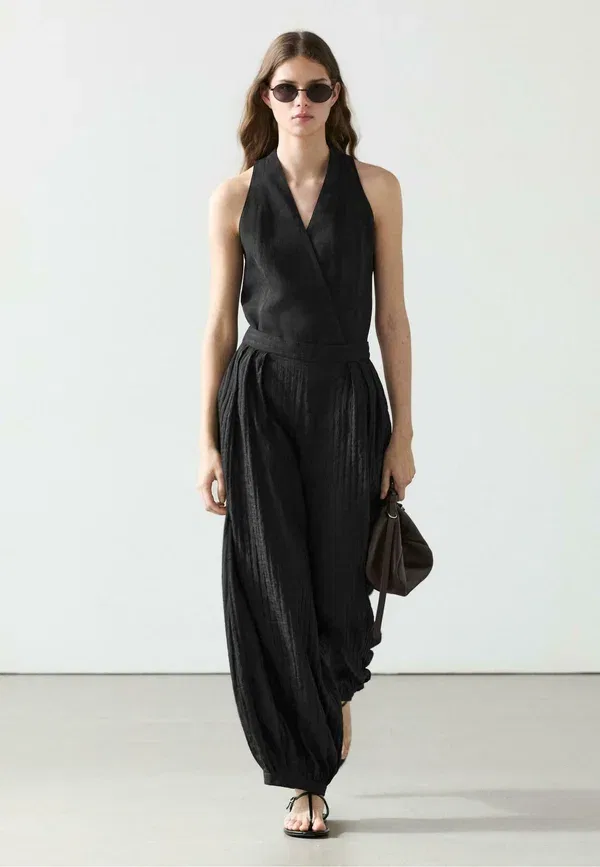 Брюки хлопковые Cocoon Massimo Dutti, черный — фото 2