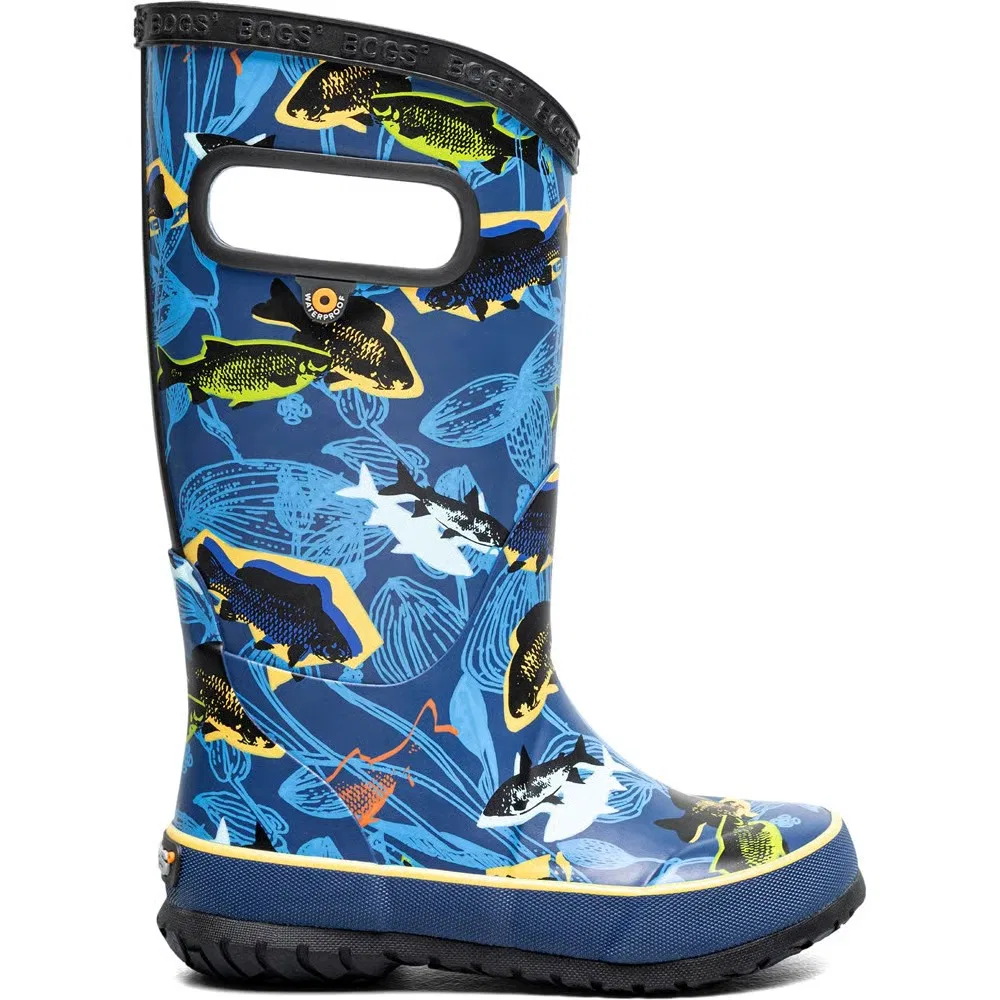 Высокие детские водонепроницаемые резиновые сапоги Bogs, Navy Multi — фото 2