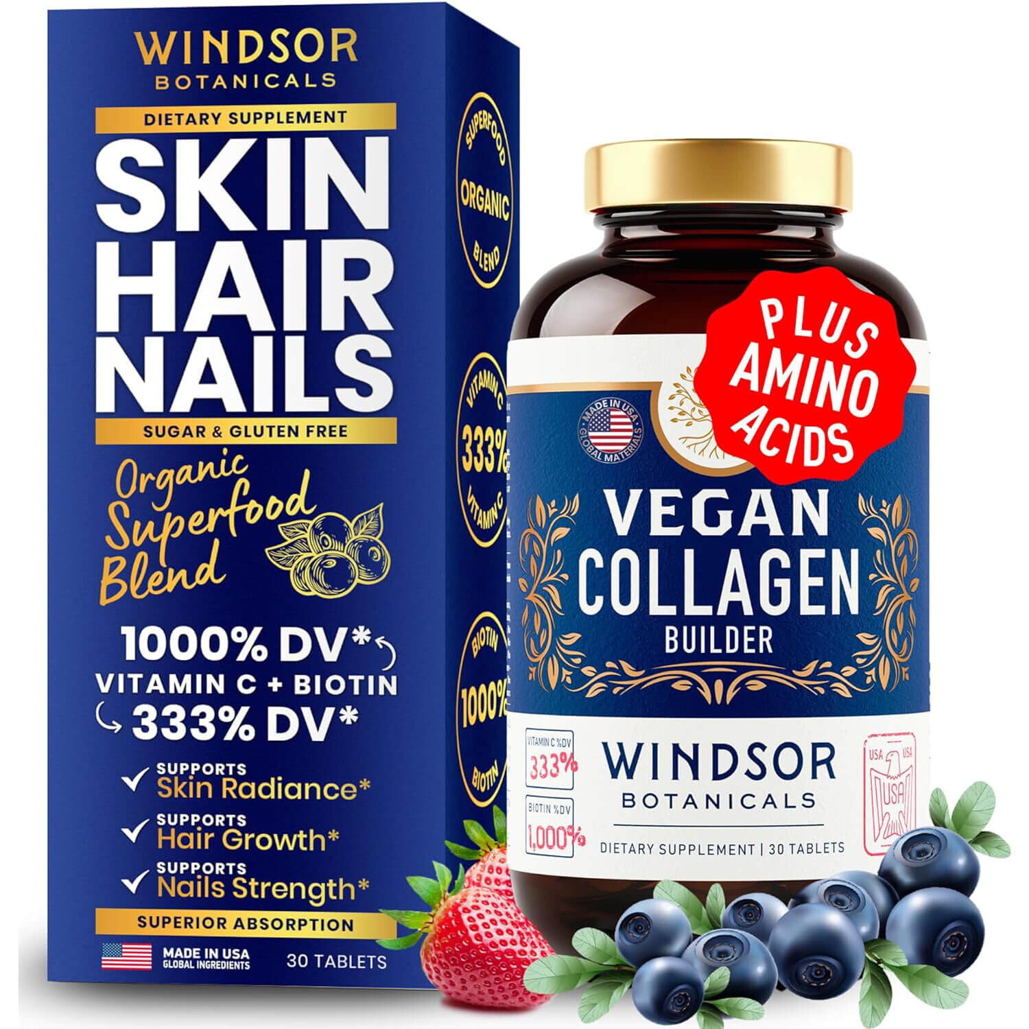 

Комплекс коллагена с витамином С Windsor Botanicals Vegan Supplements, 30 капсул