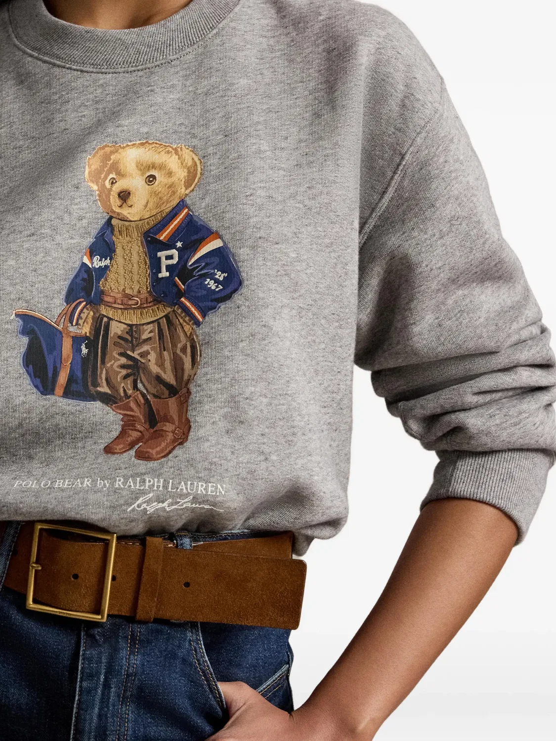 Polo Ralph Lauren Флисовый свитер Polo Bear серый — фото 2