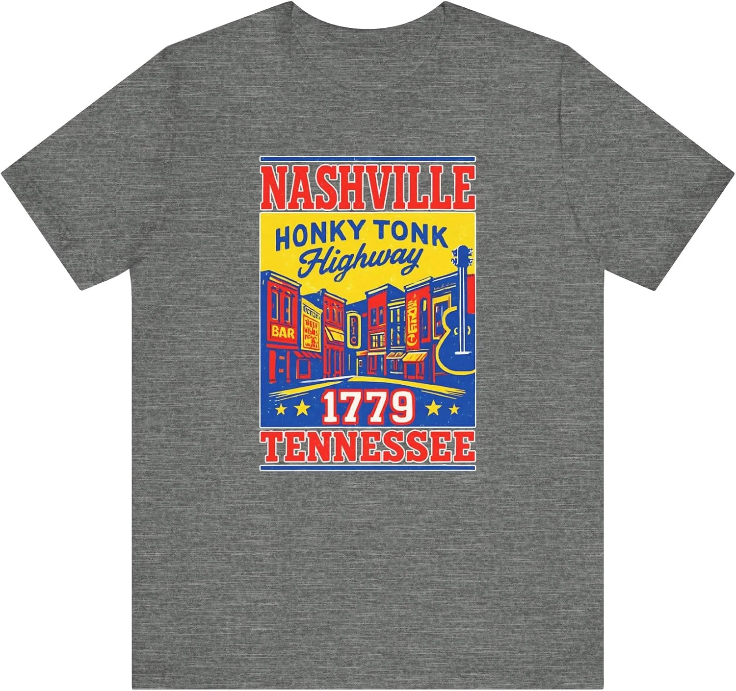 Унисекс футболка с дизайном Nashville Honky Tonk Bella+canvas 3001, Deep Heather