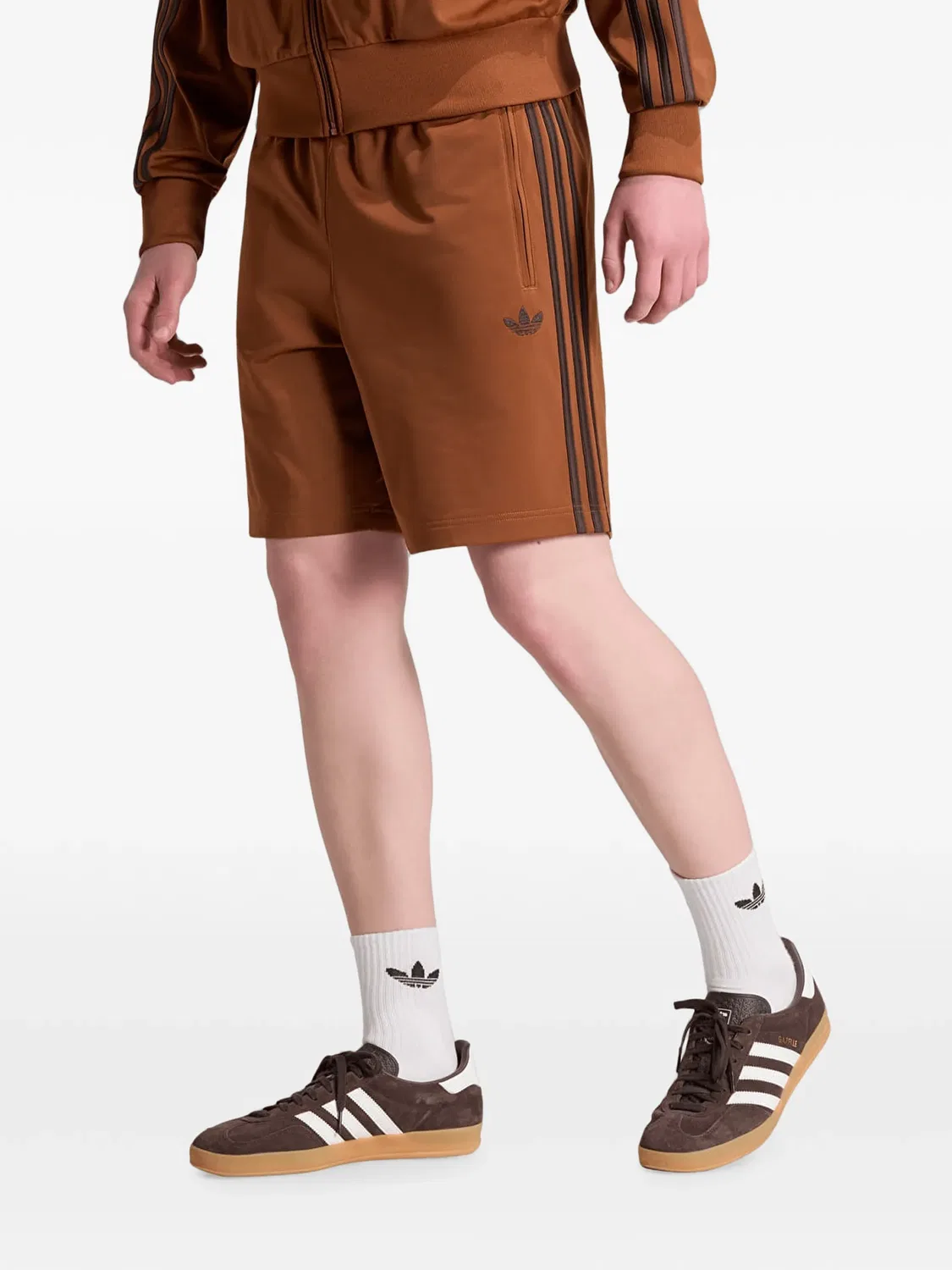 Шорты Firebird с боковой полосой Adidas, коричневый — фото 2