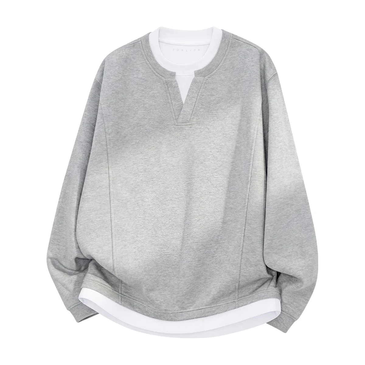Детский лонгслив с имитацией двухслойности вафельной текстуры Tonlion, Heather Grey