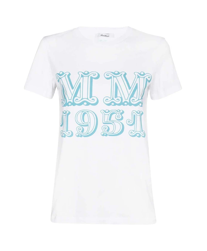

Хлопковая футболка в рубчик с принтом на передней части. Max Mara, белый