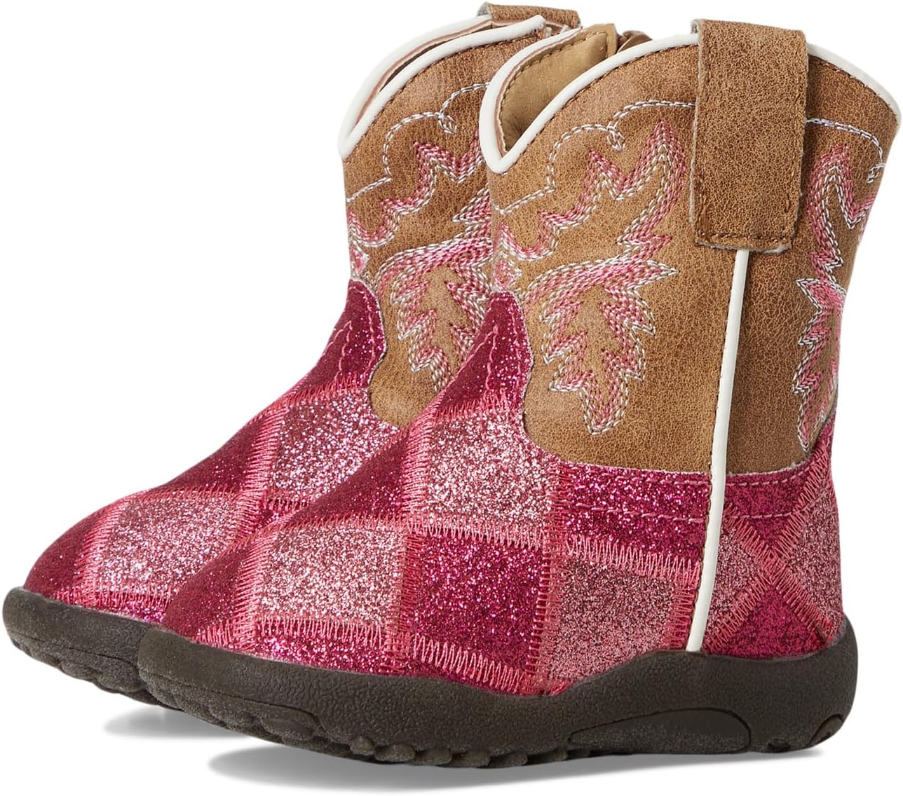 

Ботинки Roper Kids Cowbabies Glitter Blocks, Pink/Light Pink Glitter Patchwork Vamp