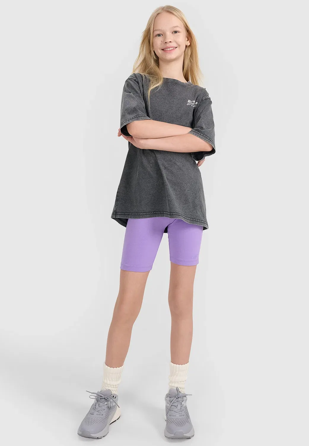 Legginsy kolarki dzianinowe dziewczęce - czarne 122 (6-7 лат) - леггинсы 4F, Violet