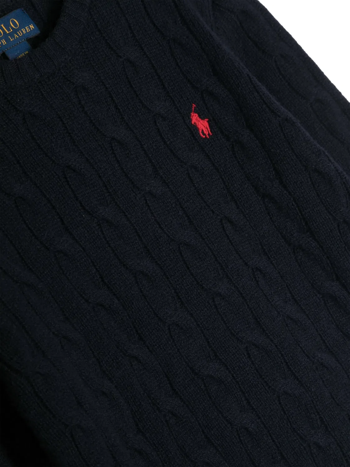 Свитер с Cable Knit и вышитым логотипом Polo Ralph Lauren, синий — фото 3