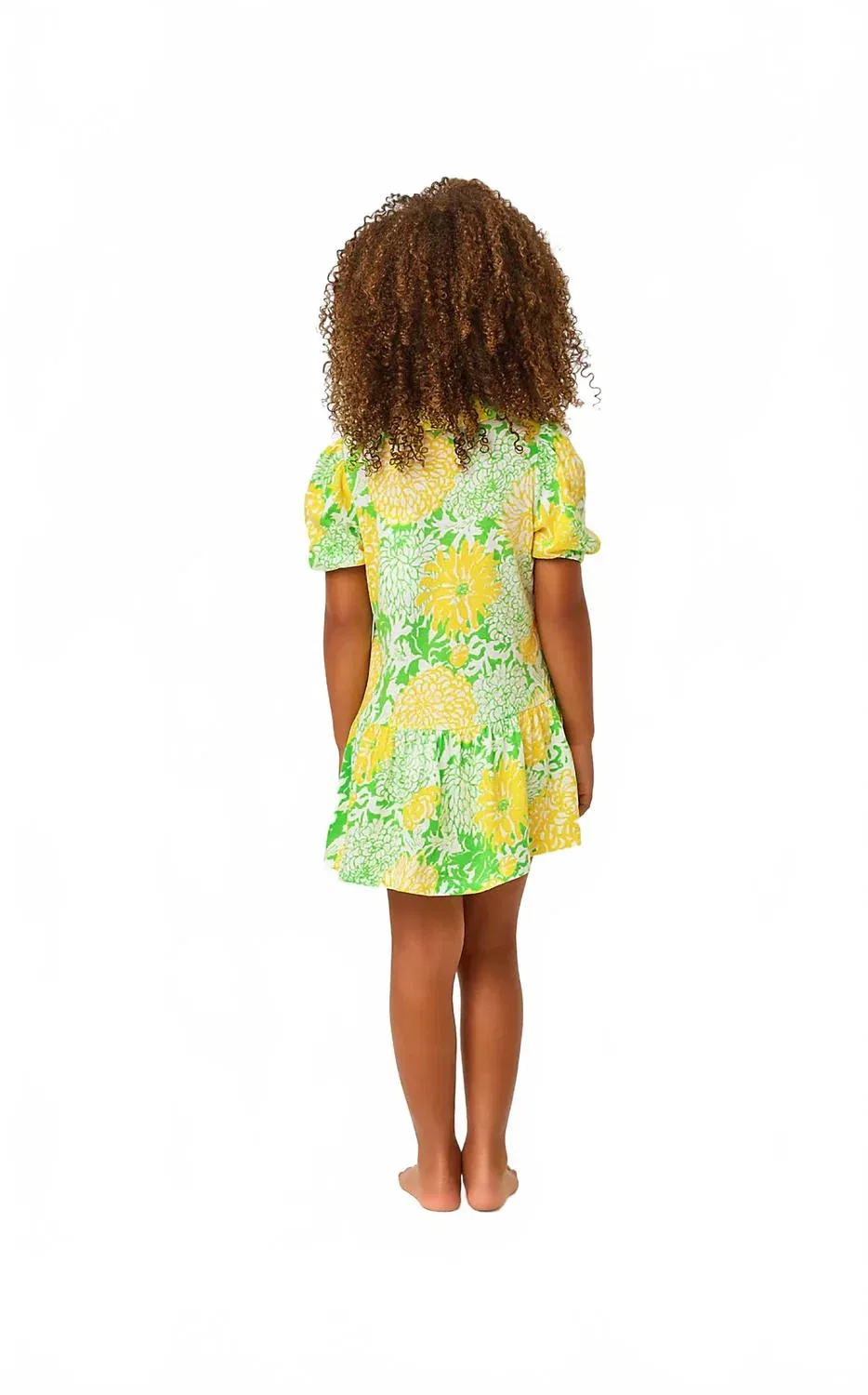 Детское платье для девочек с пышными рукавами Mini Bingley Dress Lilly Pulitzer, Crocodile Green Mumbo Jumbo — фото 3