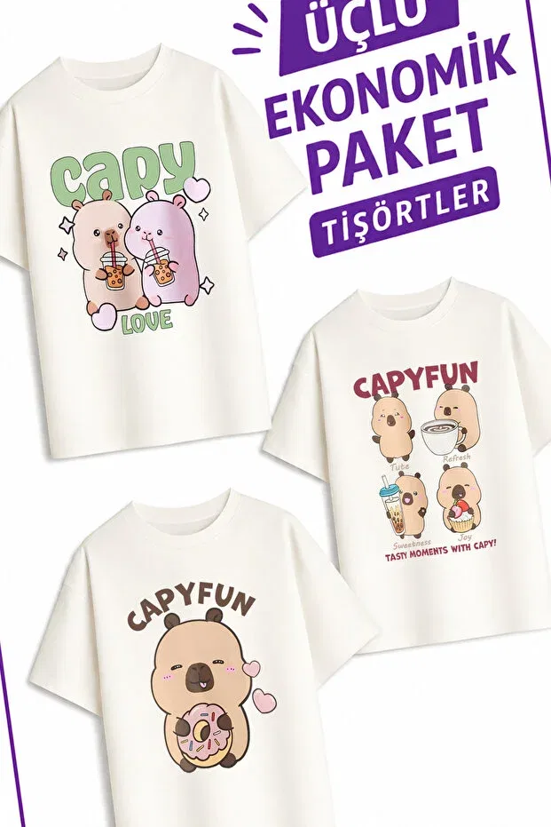 Детский комплект футболок для девочек с принтом Belya Kids Wear, White — фото 2