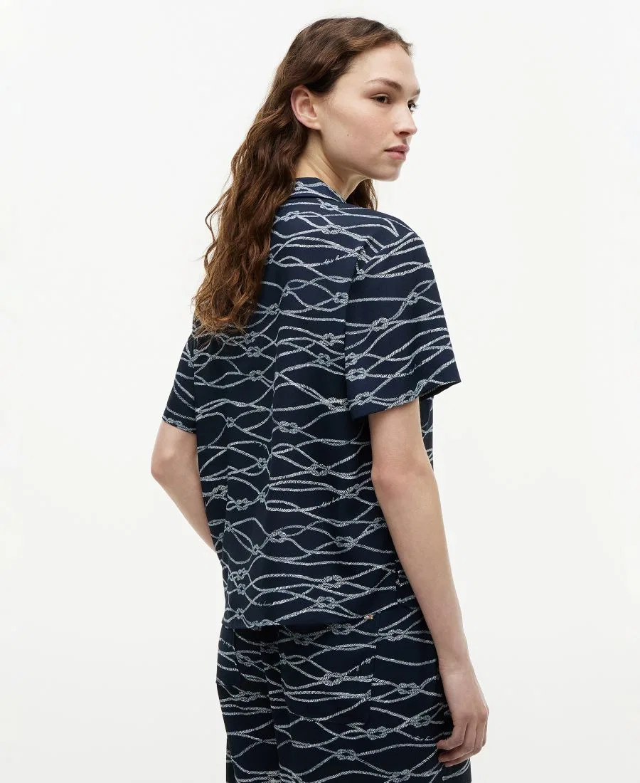 Пижамная рубашка с V-образным вырезом Tommy Hilfiger, Handdrawn Rope Dark Night Navy — фото 4